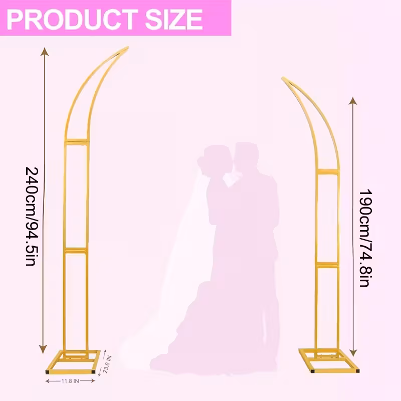 Large Moon Curved Metal Arch Backdrop Stand - Pair