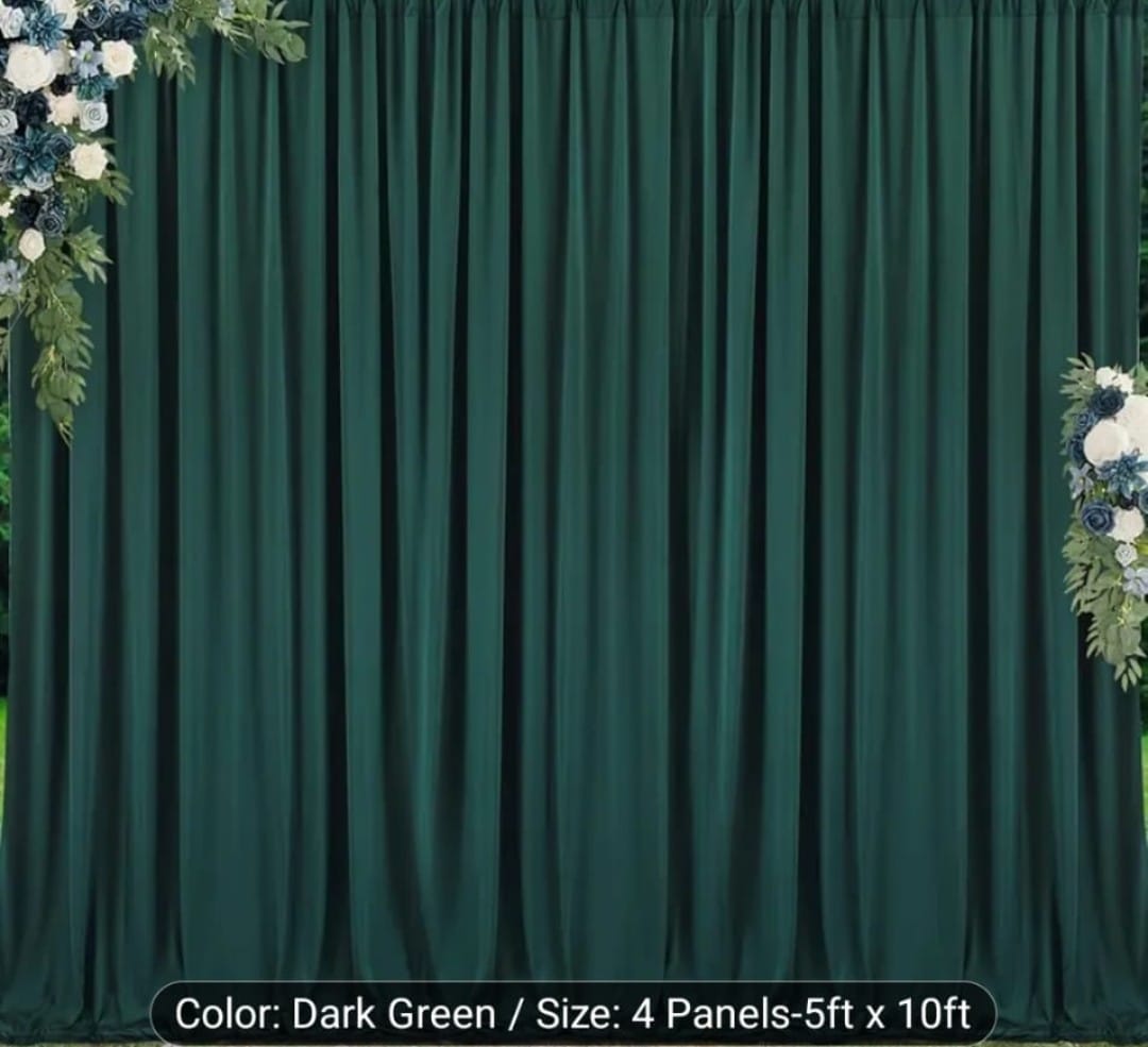 Dark Green Curtain (5ft x 10ft) (1Pc)
