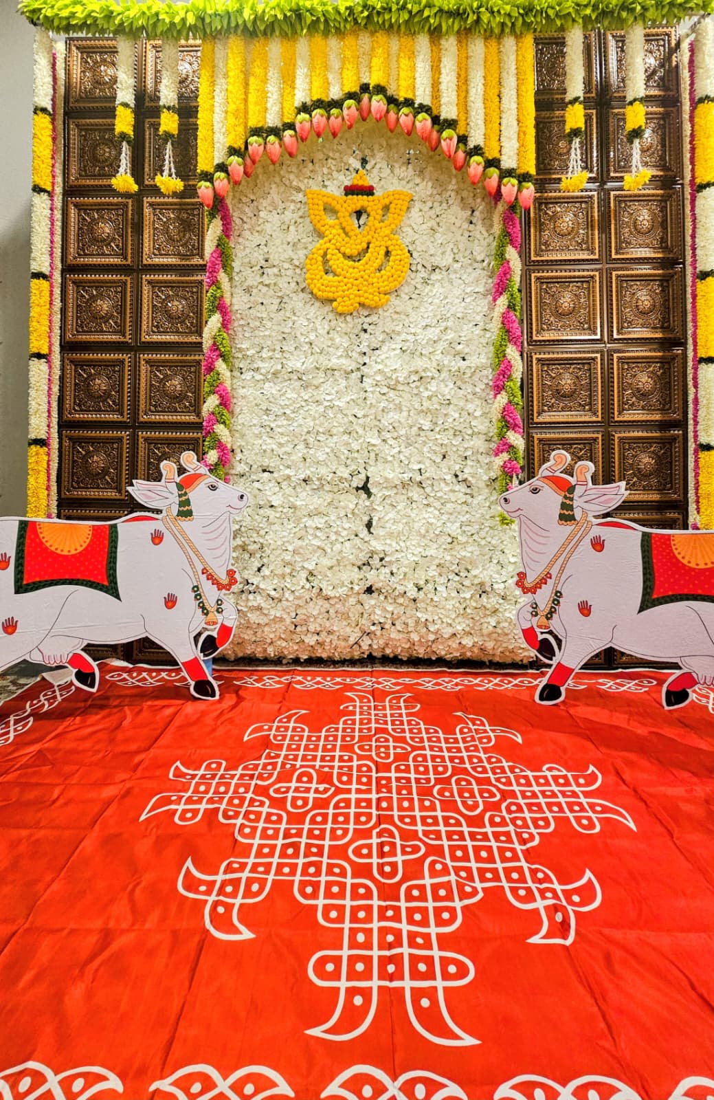 White Backdrop, Panel and Pichwai Cow Cutout