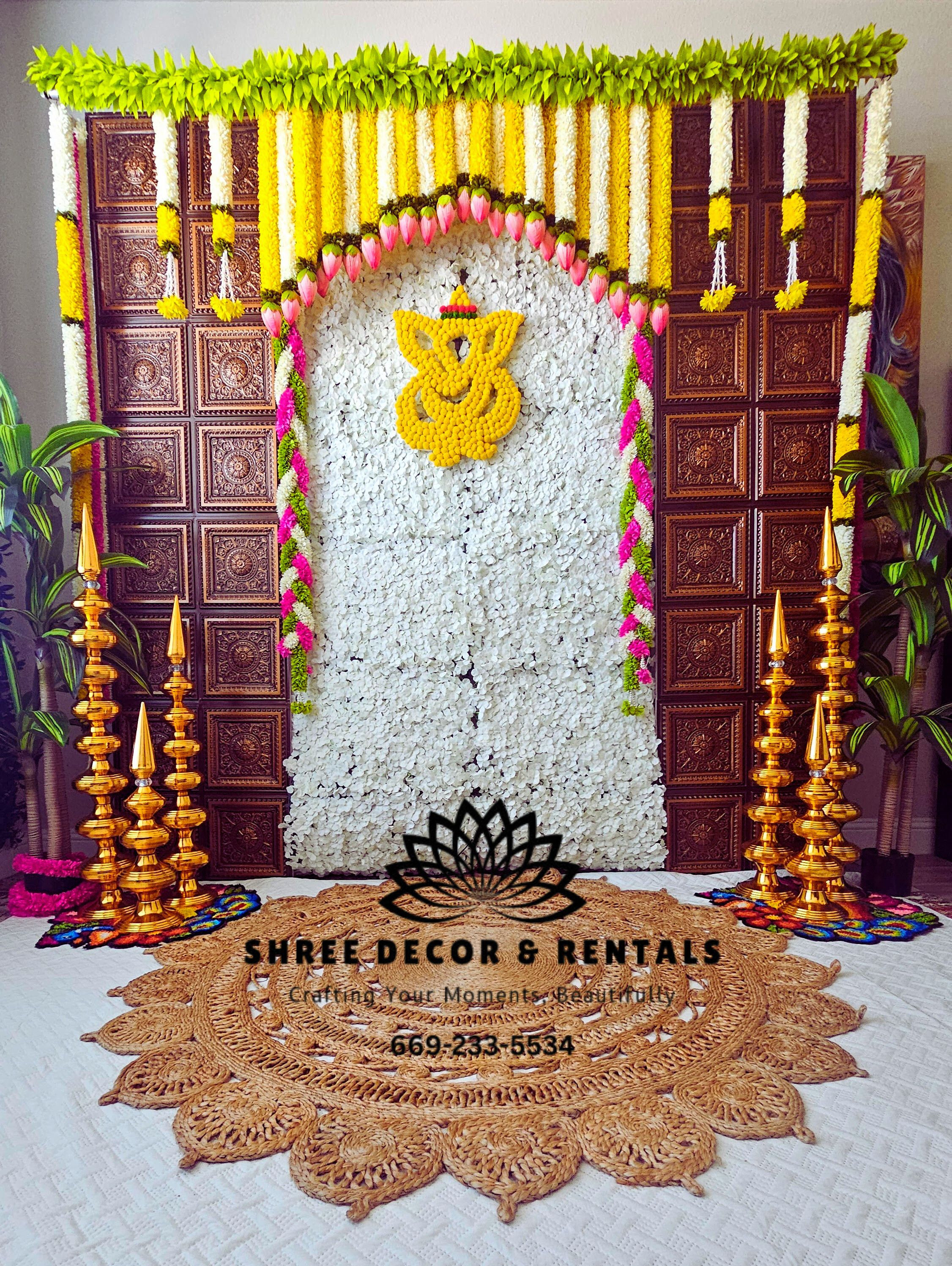 White Backdrop with Panel & Kalash Minar