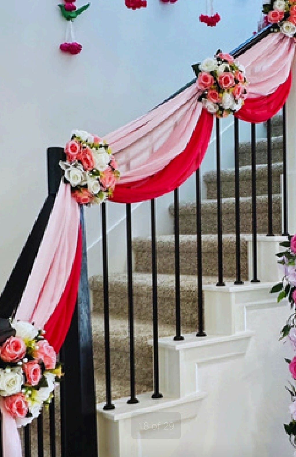 Pink Red Stair Drape