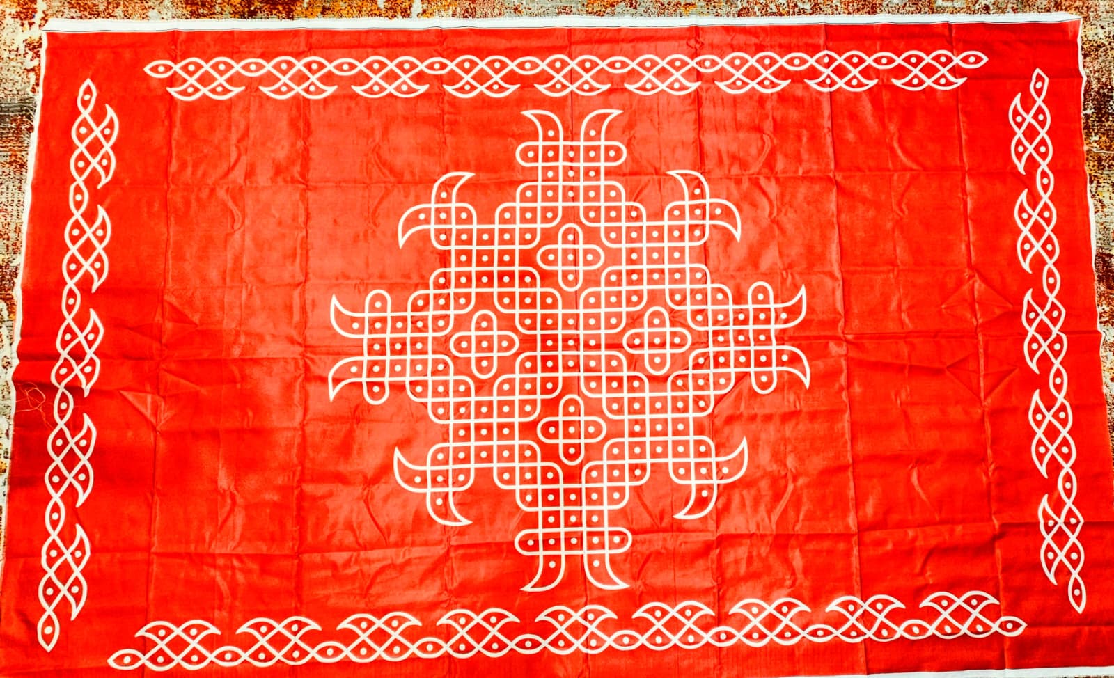 Red Kolam Muggu Backdrop (8x5ft)