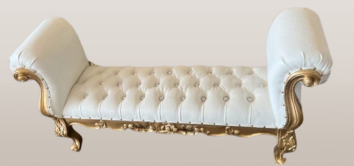 Gold & White Tufted Royal Bench | Sofa | Love seat