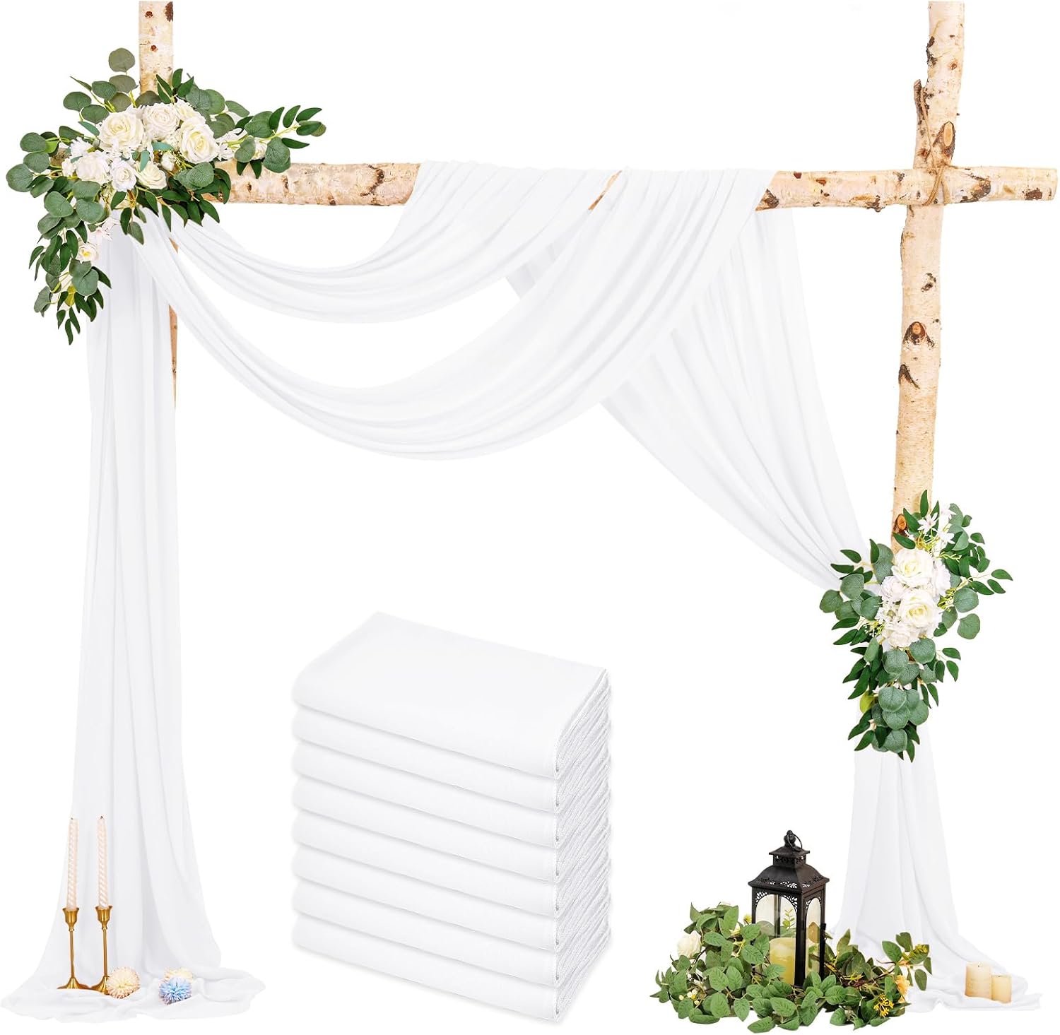 White Sheer Chiffon Curtain Drapes (28'' x 20ft)