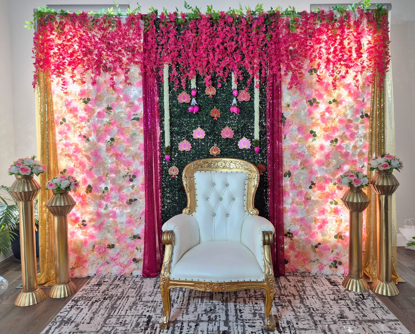 Pink Backdrop with Pink Wisteria (Excl. Chair)