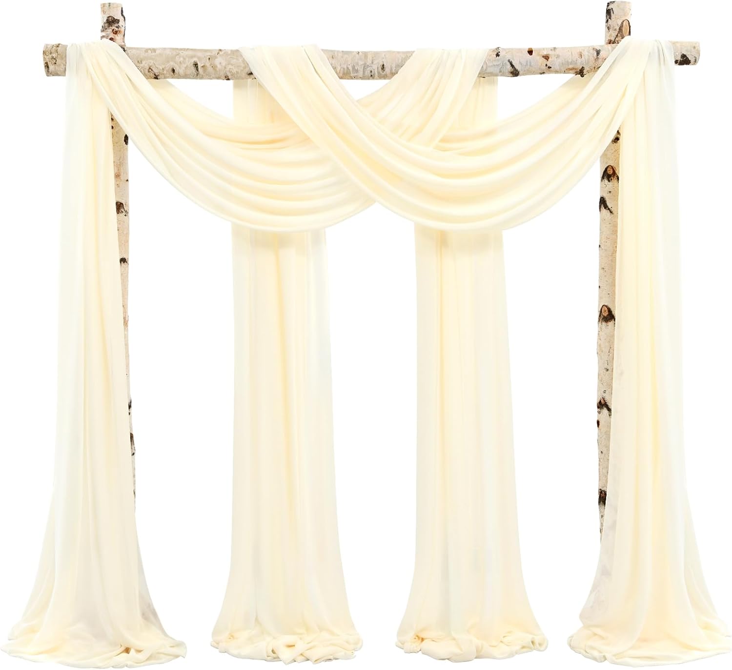 Beige Sheer Chiffon Curtain Drapes (28'' x 20ft)