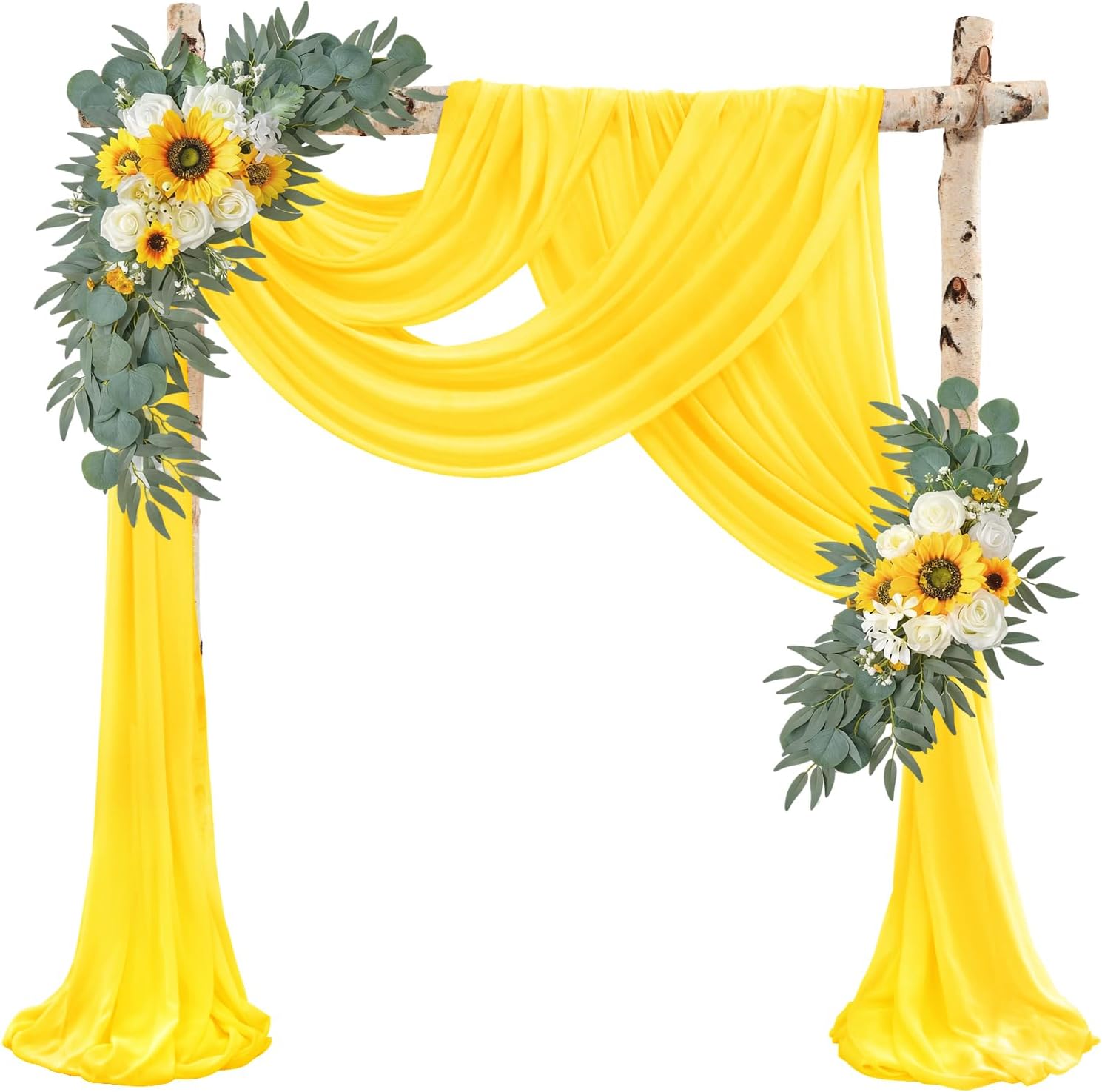 Yellow Sheer Chiffon Curtain Drapes (28'' x 20ft)