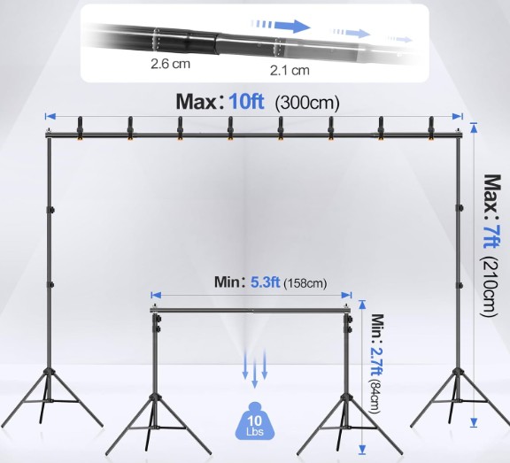 Light Rectangular Backdrop Stand (7ft X 10ft)